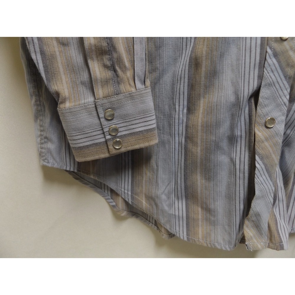 mens TRAILBLAZER WESTERN Striped SHIRT, Pearl snaps, sz LT - Picture 4 of 10